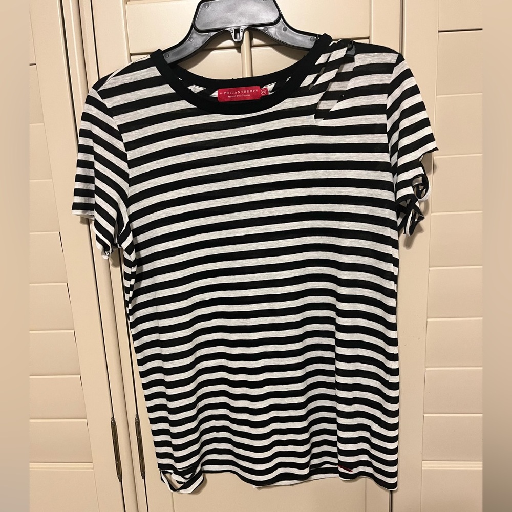 Philanthropy black and white stripped top in great condition